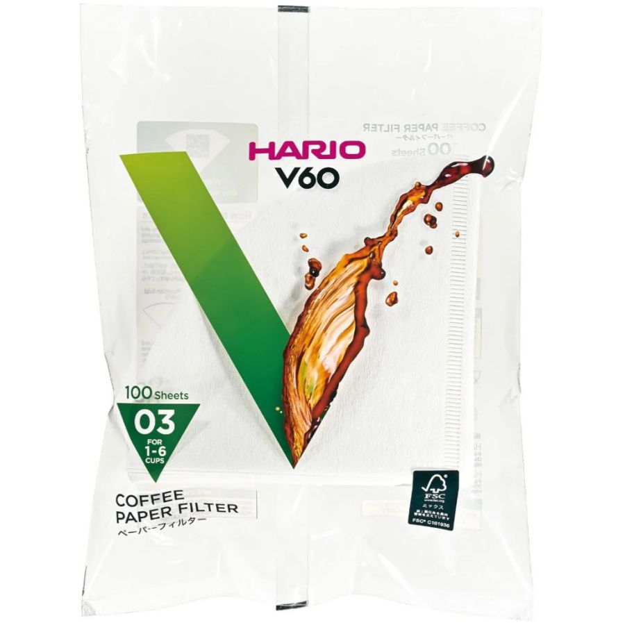 Hario V60 Misarashi oblekt kaffefilter storlek 03, 100 st