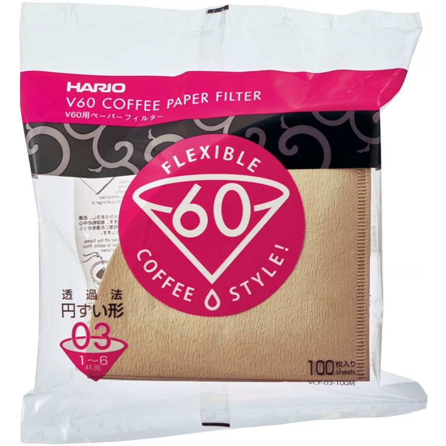 Hario V60 Misarashi Size 03 Brown Coffee Paper Filters 100 pcs