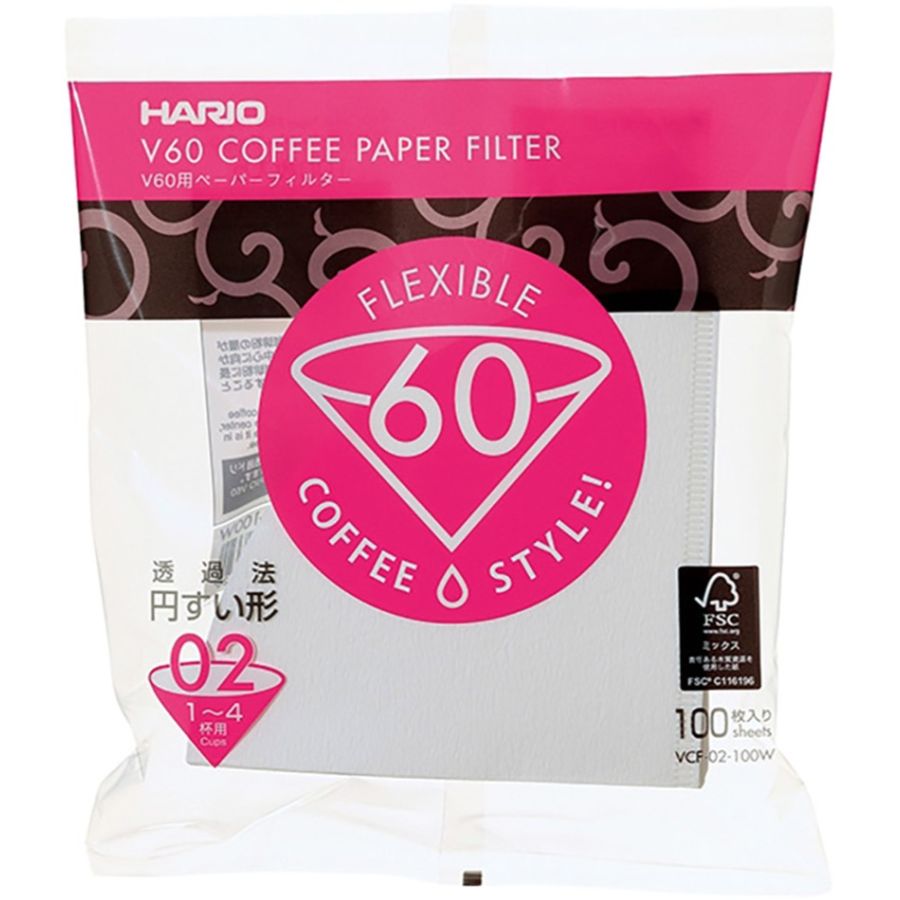Hario V60 kaffefilter storlek 02, 100 st