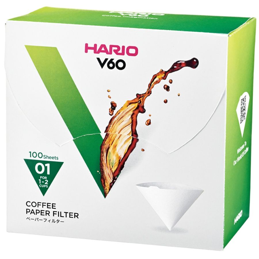 Hario V60 kaffefilter storlek 01, 100 st i låda