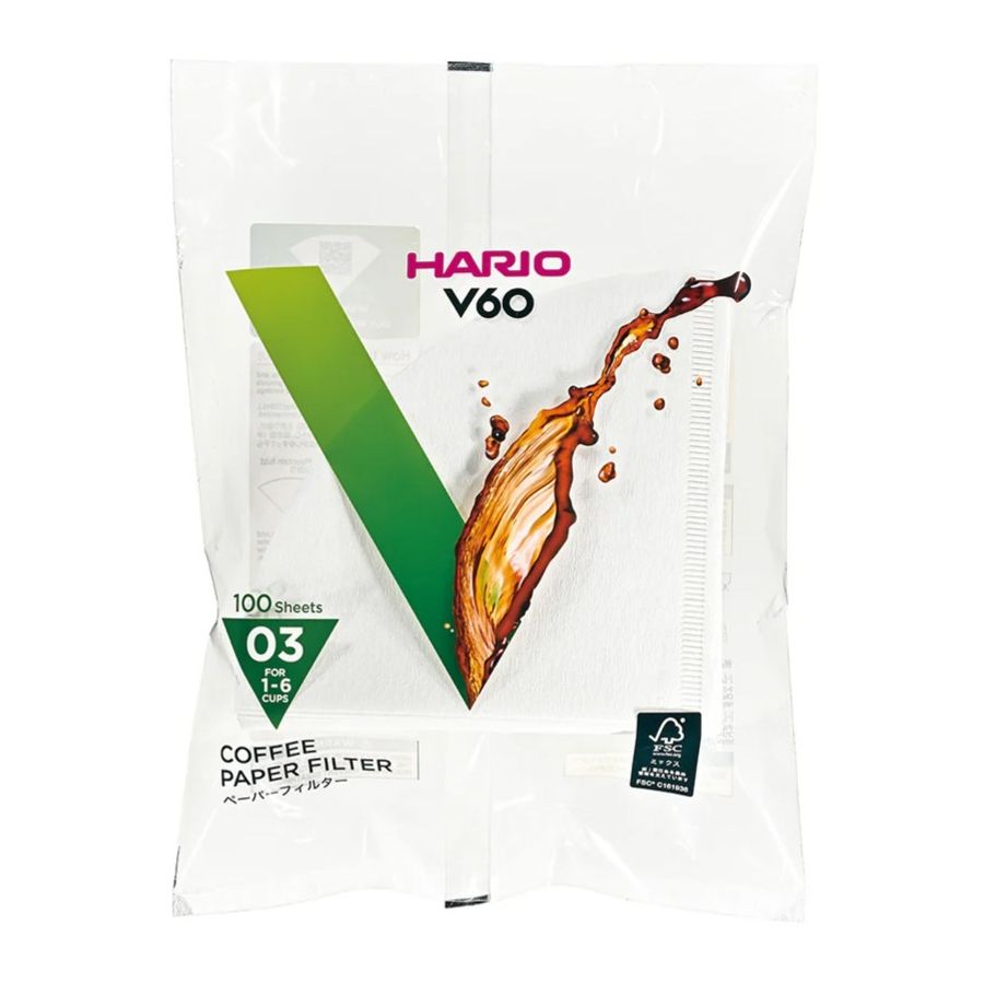 Hario V60 kaffefilter storlek 03, 100 st