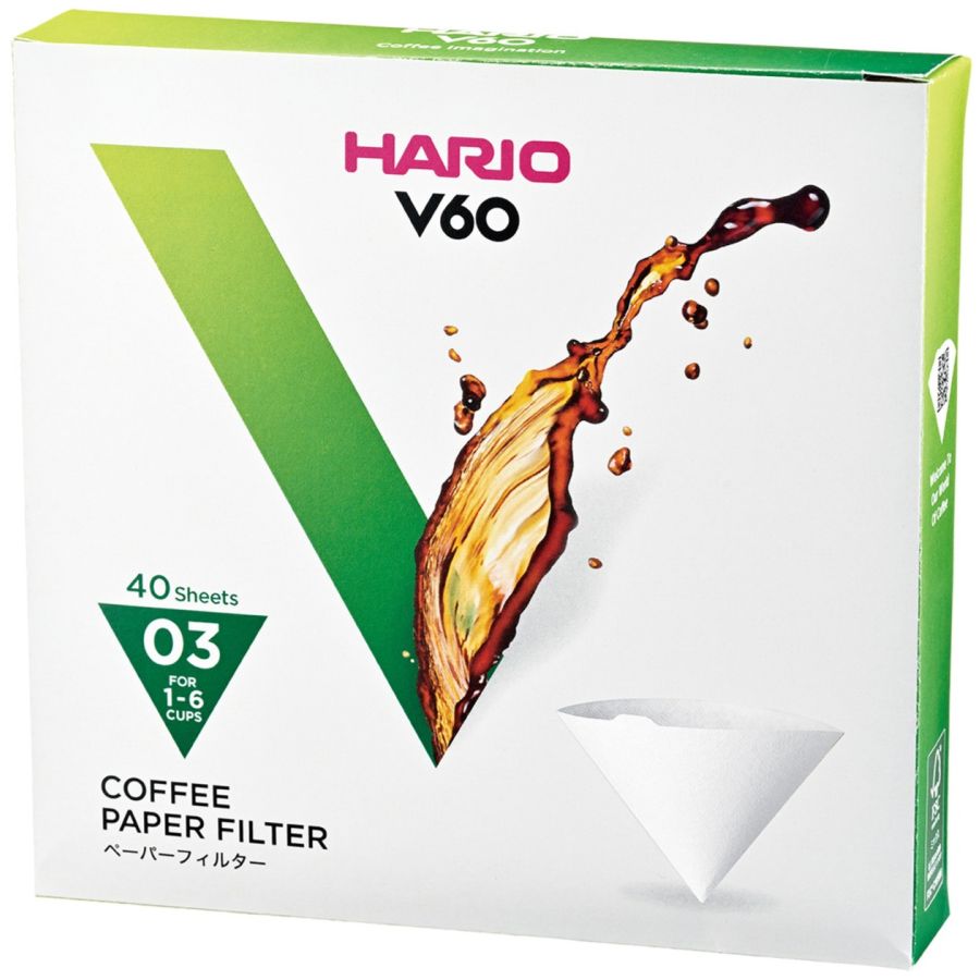 Hario V60 kaffefilter storlek 03, 40 st. i låda
