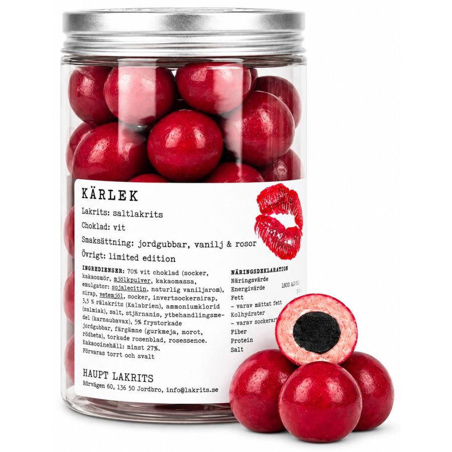 Haupt Lakrits - Kärlek - vit choklad & jordgubb 250 g