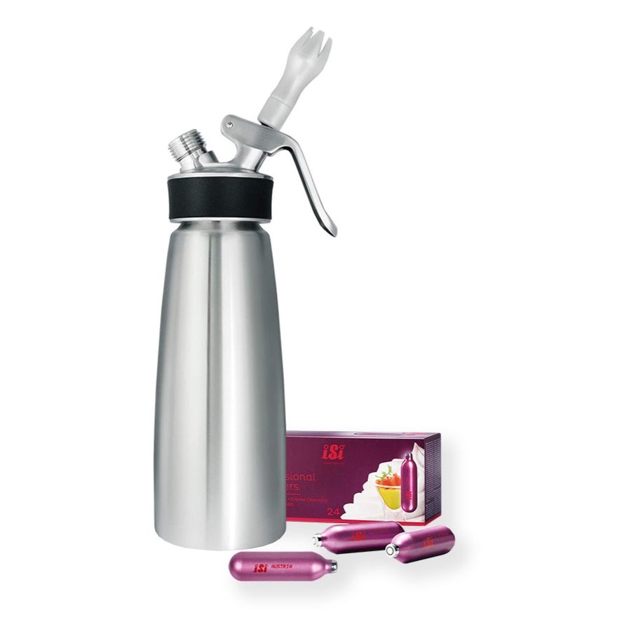 iSi Cream Profi Whip -gräddsifon 0,5 l + iSi Cream Chargers N2O -patroner 24 st.