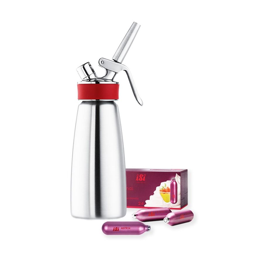 iSi Gourmet Whip -sifon 0,5 l + iSi Cream Chargers N2O -patroner 24 st.