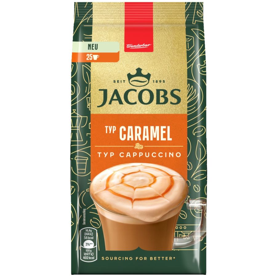 Jacobs Cappuccino Caramel smaksatt snabbkaffe 360 g