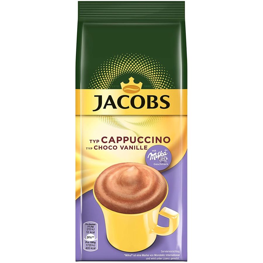 Jacobs Cappuccino Choco Vanille smaksatt snabbkaffe 500 g