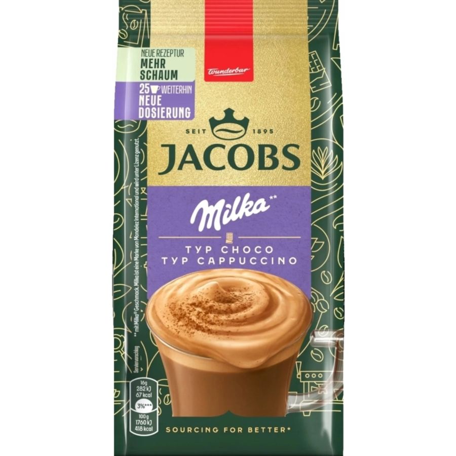 Jacobs Cappuccino Milka Choco smaksatt snabbkaffe 400 g