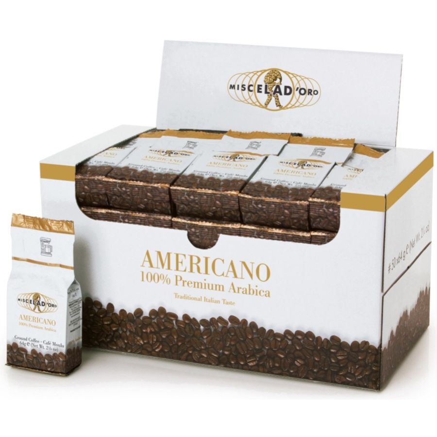 Miscela d'Oro Americano Premium 100 % Arabica Ground Filter Coffee 50 x 64 g pcs
