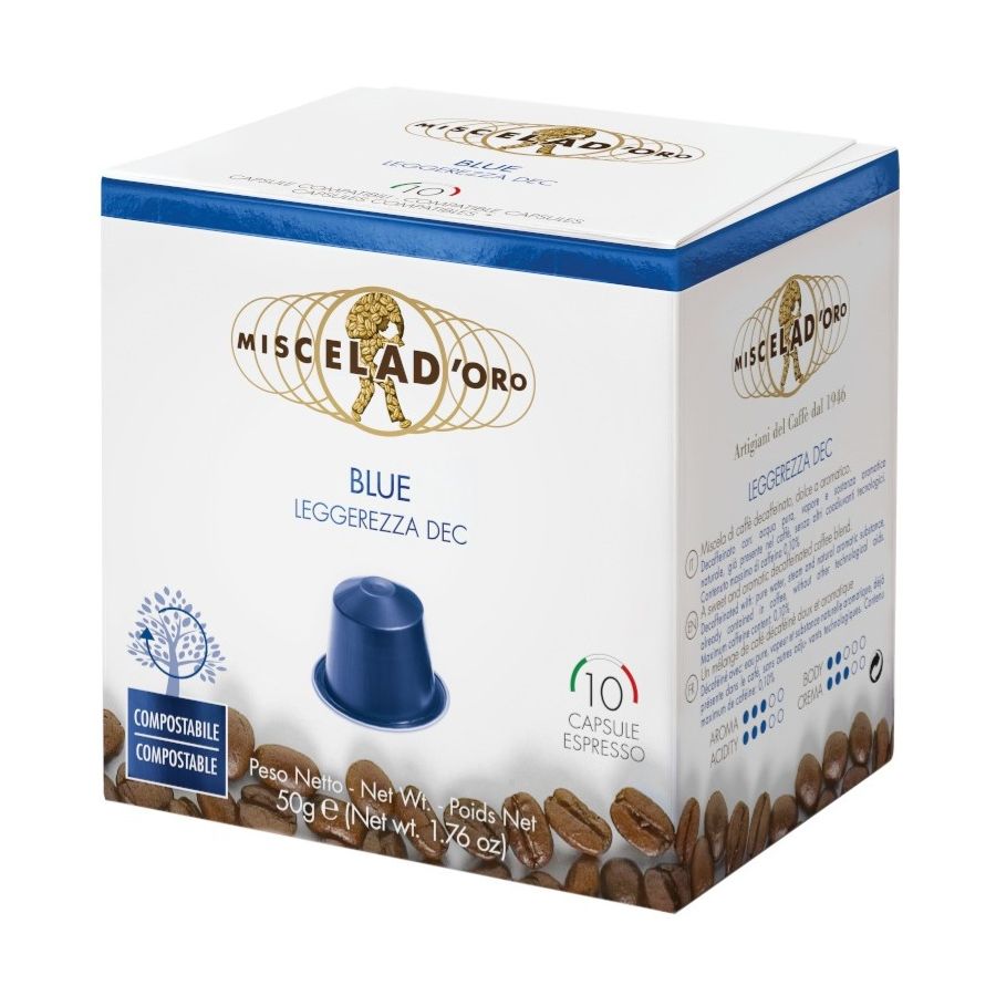 Miscela d'Oro Blue Decaf Nespresso Compatible Coffee Capsules 10 pcs