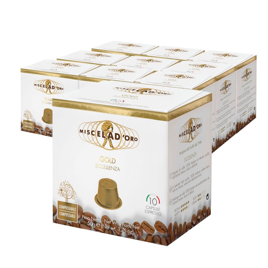 Miscela d'Oro Gold Nespresso Compatible Coffee Capsules 10 x 10 pcs