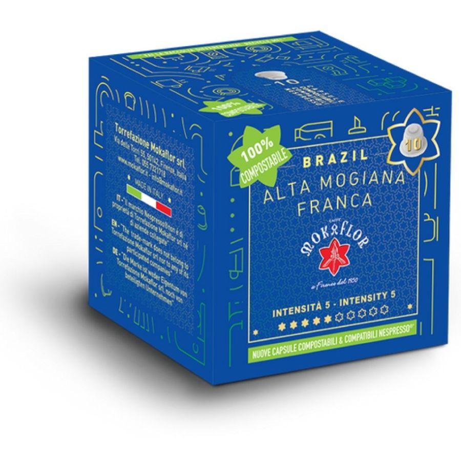 Mokaflor Brazil Alta Mogiana Franca Nespresso Compatible Coffee Capsules 10 pcs
