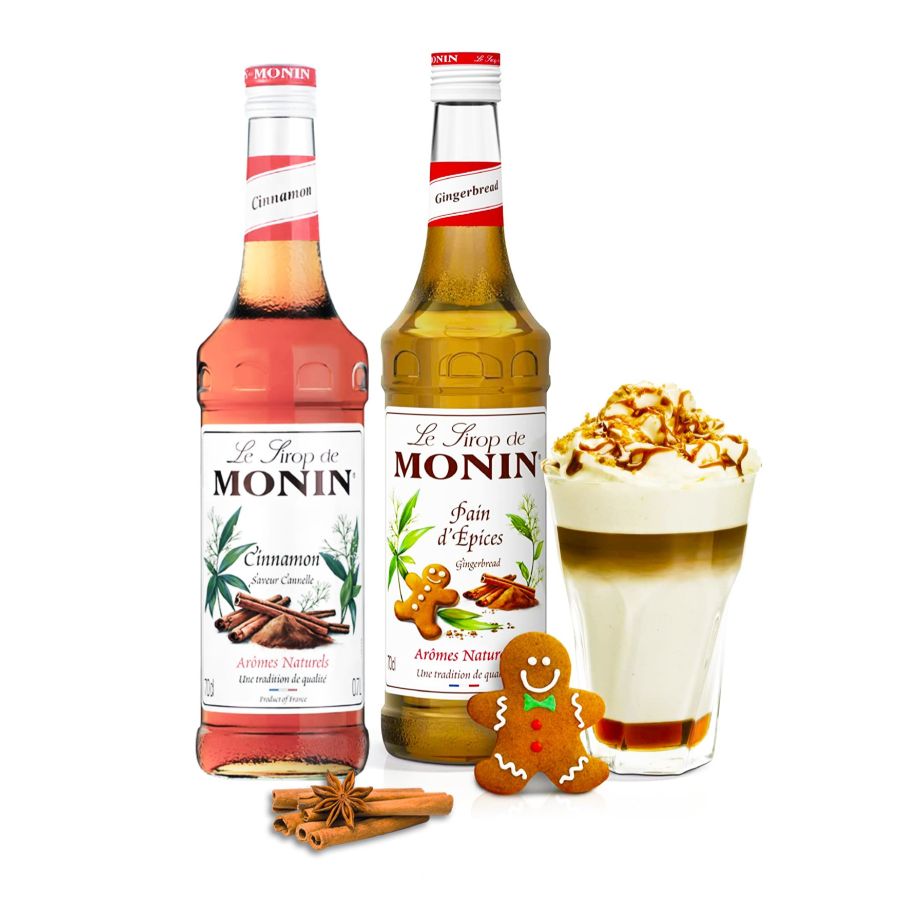 Monin Gingerbread + Monin Cinnamon smaksiraper 700 ml