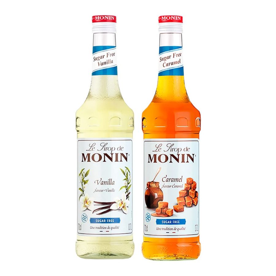 Monin sockerfri Vanille 700 ml + sockerfri Caramel 700 ml