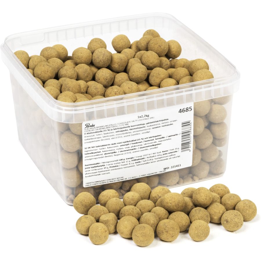 Panda choklad-salmiaklakritsbollar 2,2 kg låda