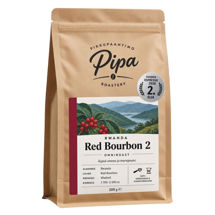 Pikkupaahtimo Pipa Rwanda Red Bourbon 2 200 g kaffebönor