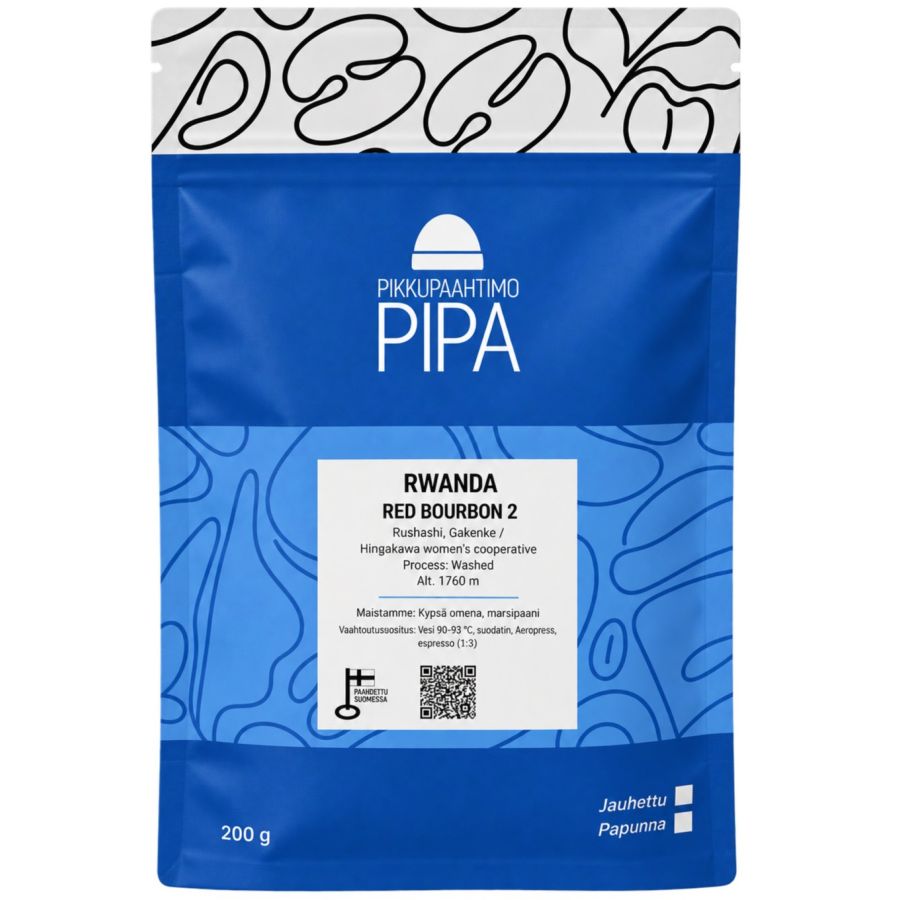 Pikkupaahtimo Pipa Rwanda Red Bourbon 2 200 g kaffebönor
