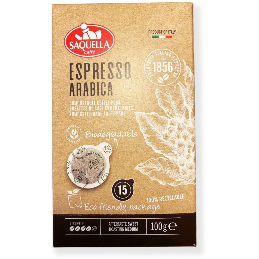 Saquella Saquella Espresso 100 % Arabica espresso pods 15 st.