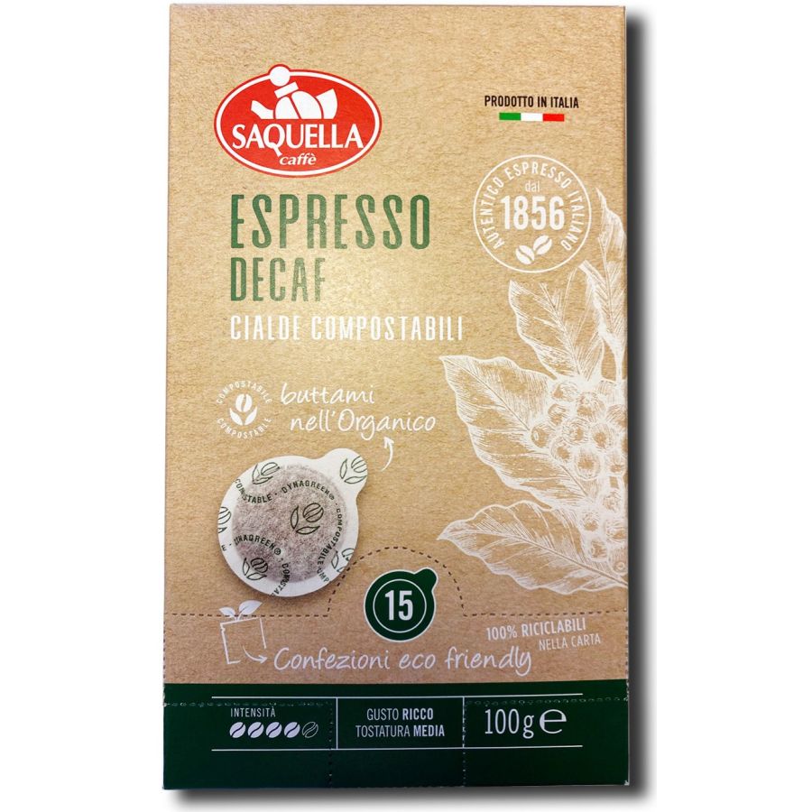 Saquella Saquella Espresso Decaf koffeinfria espresso pods 15 st