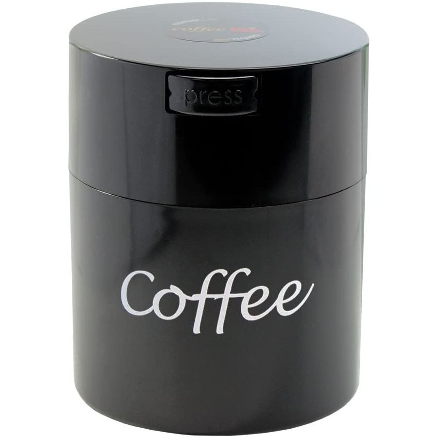 TightVac CoffeeVac Storage Container 250 g, Black With Text