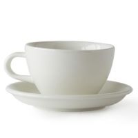 Acme Large Latte Cup 280 ml + Saucer 15 cm, Milk White