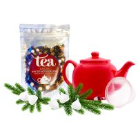 Crema Black Tea Winter Wonderland 100 g + Shamila Ceramic Teapot 1.2 l, Red