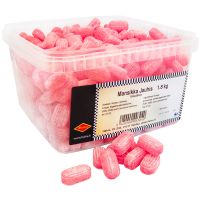 Halva hårda jordgubbskarameller, låda 1,8 kg