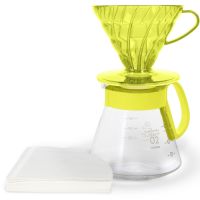 Hario V60 Dripper & Server Set -kaffeset storlek 02, Sunflower Yellow