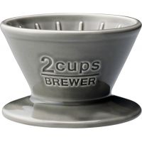 Kinto SCS Brewer filterhållare i porslin 2 koppar, grå
