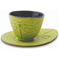 Shamila Dragonfly Iron Tea Cup with Coaster 100 ml, Green