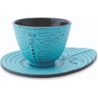 Shamila Dragonfly tekopp + assiett i gjutjärn 100 ml, turkos