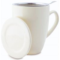 Shamila Tea Mug with Filter & Lid 350 ml, Cream White