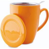 Shamila Tea Mug with Filter & Lid 350 ml, Orange