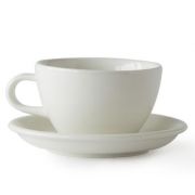 Acme Large Latte Cup 280 ml + Saucer 15 cm, Milk White