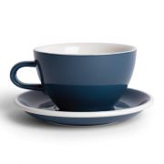 Acme Large Latte Cup 280 ml + Saucer 15 cm, Whale Blue