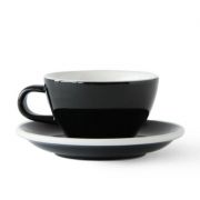 Acme Medium Cappuccino Cup 190 ml + Saucer 14 cm, Penguin Black