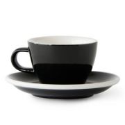 Acme Small Cappuccino Cup 150 ml + Saucer 14 cm, Penguin Black