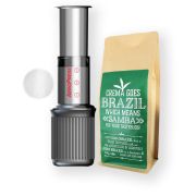 AeroPress Go Coffee Maker + Permanent Metal Filter + Crema Brazil 250 g