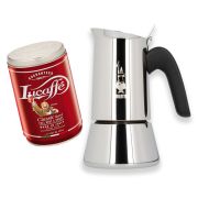 Bialetti Venus 4 koppars mokabryggare + Lucaffé Classic 250 g malet kaffe