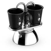 Bialetti Mini Express Induction 2 koppars mokabryggare + 2 koppar, svart