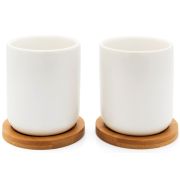 Bredemeijer Umea Mug Set 200 ml + Bamboo Coasters, White