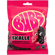 BUBS Raspberry Salty Licorice Mini Skalle 155 g