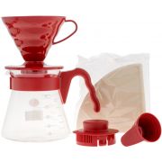 Hario V60-02 Pour Over Kit 700 ml, röd