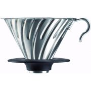 Hario V60 Steel Dripper storlek 02 filterhållare i stål med silikonbas