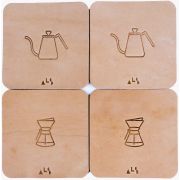 Kanso Coffee Handmade Leather Coaster Set of 4, Beige