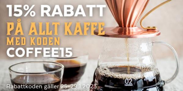 -15 % rabatt på allt kaffe!