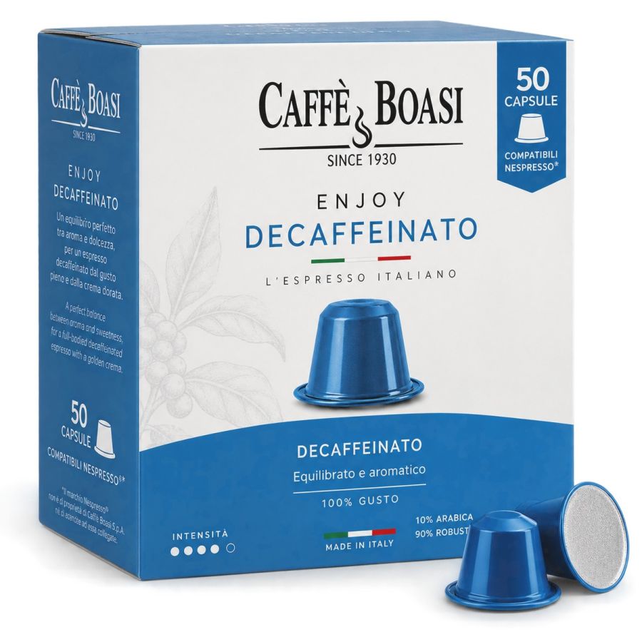 Caffè Boasi Decaffeinato koffeinfria Nespresso-kompatibla kaffekapslar 50 st.